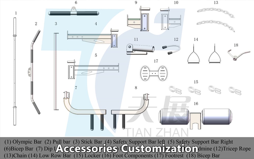 multi gym accessories customization
