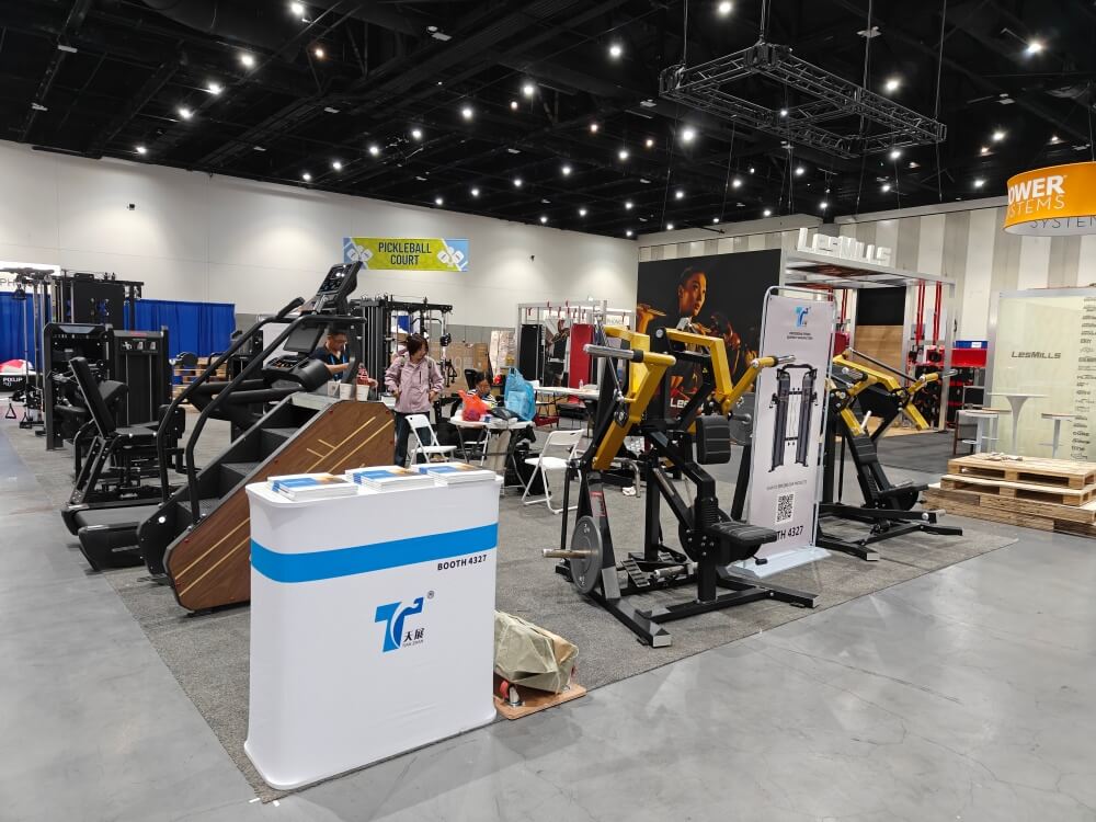 TZFitness booth showcasing strength training machines at HFA 2026 USA