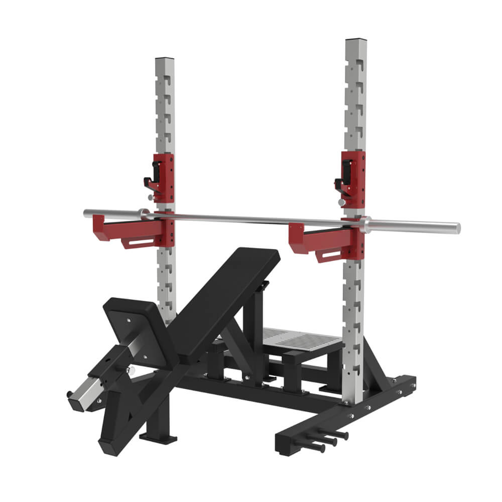 GC-5107 incline bench press with angled bench and barbell support frame