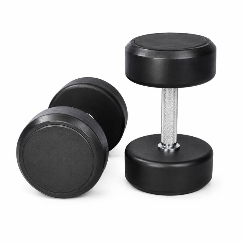 TZ-3002 fixed black rubber dumbbell with durable coated head for gym strength training
