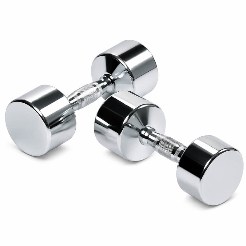 TZ-3003 steel chrome dumbbell with polished handle for strength training workouts